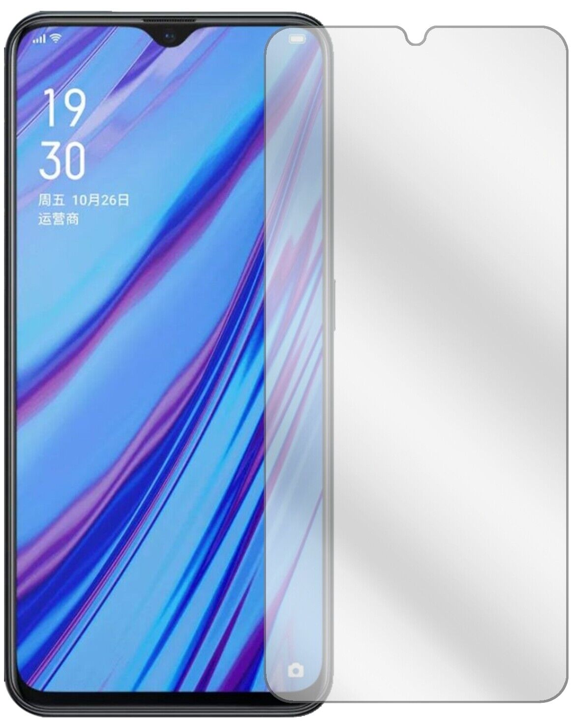 OppoA9x mit aufgebrachter dipos Displayschutzfolie, glasklare Darstellung ohne Einschränkungen