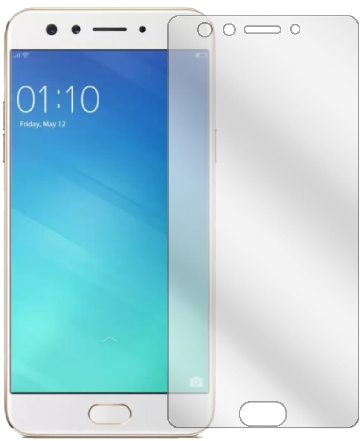 OppoF3 mit aufgebrachter dipos Displayschutzfolie, glasklare Darstellung ohne Einschränkungen
