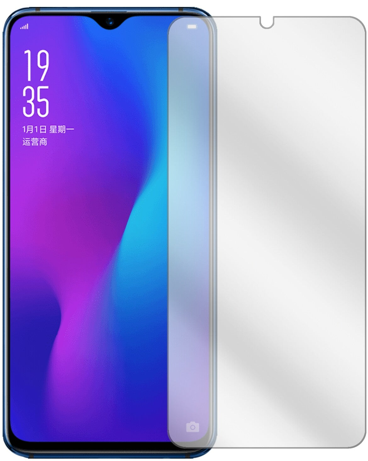 OppoR17 Pro mit aufgebrachter dipos Displayschutzfolie, glasklare Darstellung ohne Einschränkungen