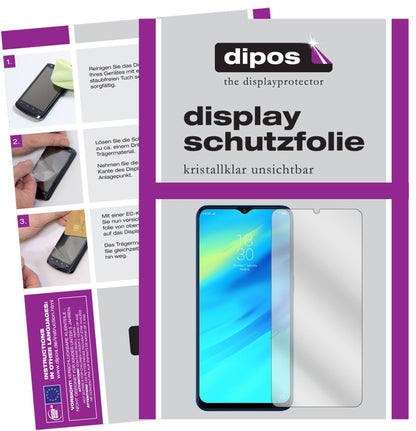 OppoRealme C2 mit aufgebrachter dipos Displayschutzfolie, glasklare Darstellung ohne Einschränkungen