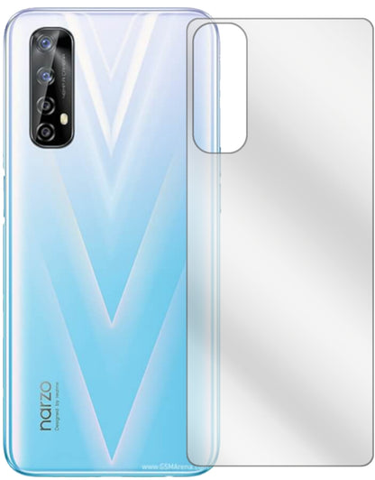 OppoRealme Narzo 20 Pro Rückseite mit aufgebrachter dipos Displayschutzfolie, glasklare Darstellung ohne Einschränkungen
