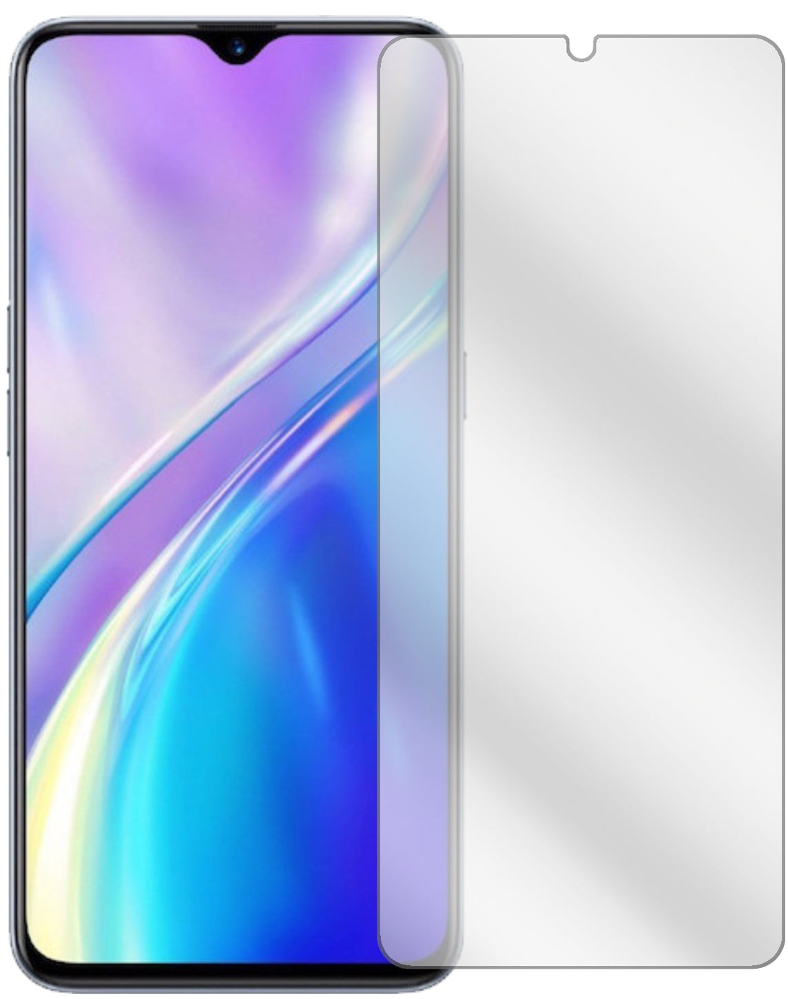 OppoRealme XT mit aufgebrachter dipos Displayschutzfolie, glasklare Darstellung ohne Einschränkungen