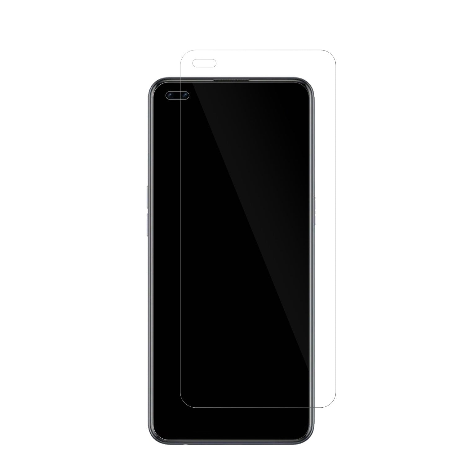 OPPOReno 4 Lite mit aufgebrachter dipos Displayschutzfolie, glasklare Darstellung ohne Einschränkungen