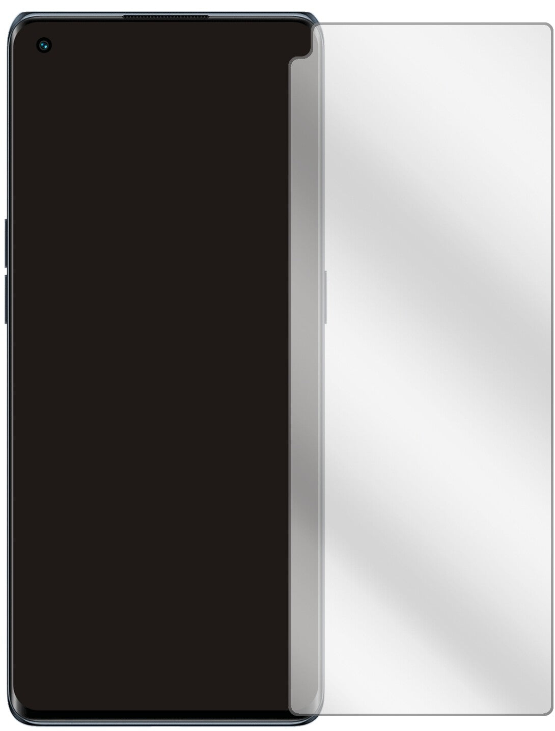 OppoReno6 Pro Plus mit aufgebrachter dipos Displayschutzfolie, glasklare Darstellung ohne Einschränkungen