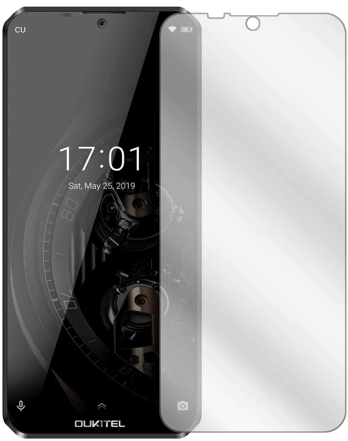 OukitelK12 mit aufgebrachter dipos Displayschutzfolie, glasklare Darstellung ohne Einschränkungen