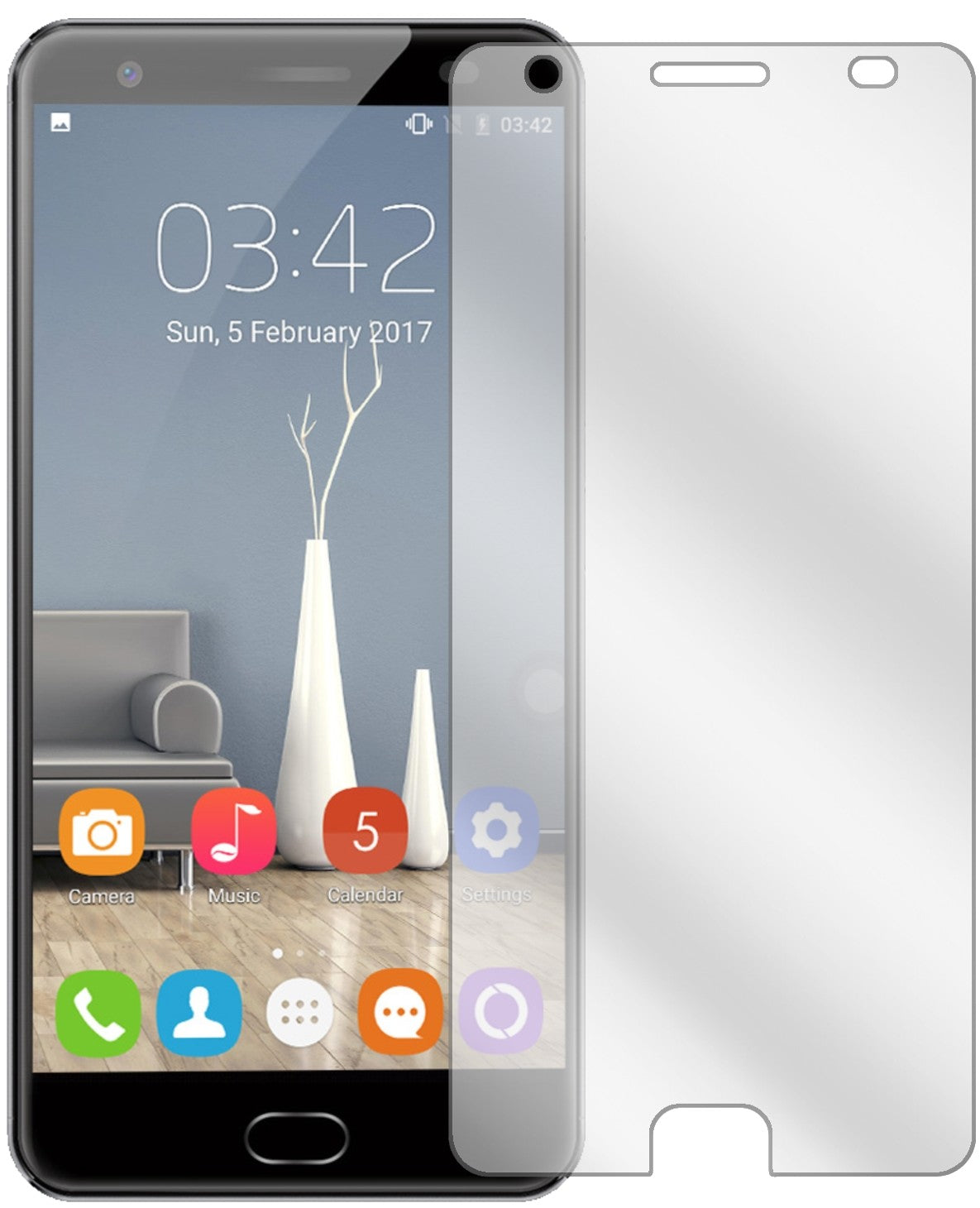 OukitelOK6000 Plus mit aufgebrachter dipos Displayschutzfolie, glasklare Darstellung ohne Einschränkungen