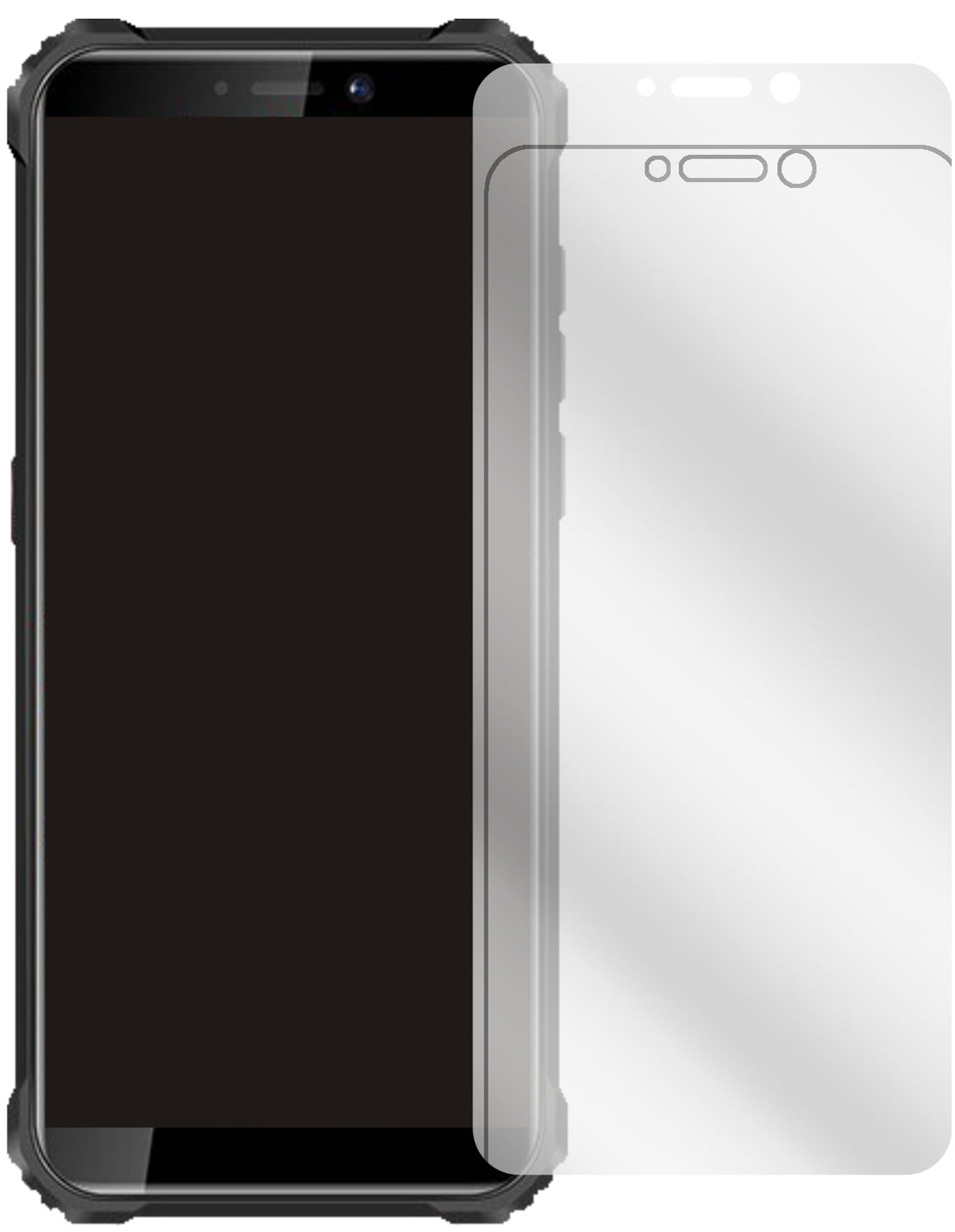 OukitelWP5 Pro (2020) mit aufgebrachter dipos Displayschutzfolie, glasklare Darstellung ohne Einschränkungen