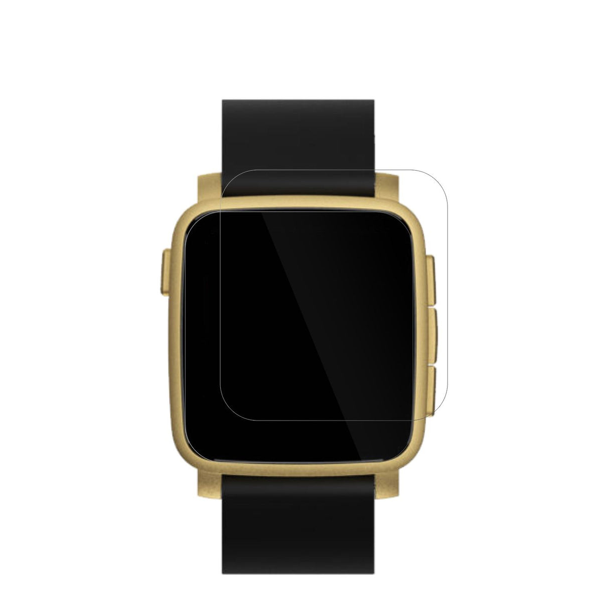 PebbleTime 2 mit aufgebrachter dipos Displayschutzfolie, glasklare Darstellung ohne Einschränkungen