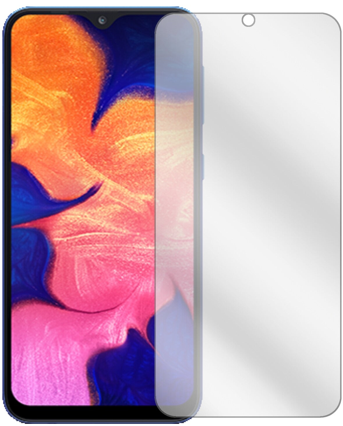 SamsungGalaxy A10 mit aufgebrachter dipos Displayschutzfolie, glasklare Darstellung ohne Einschränkungen