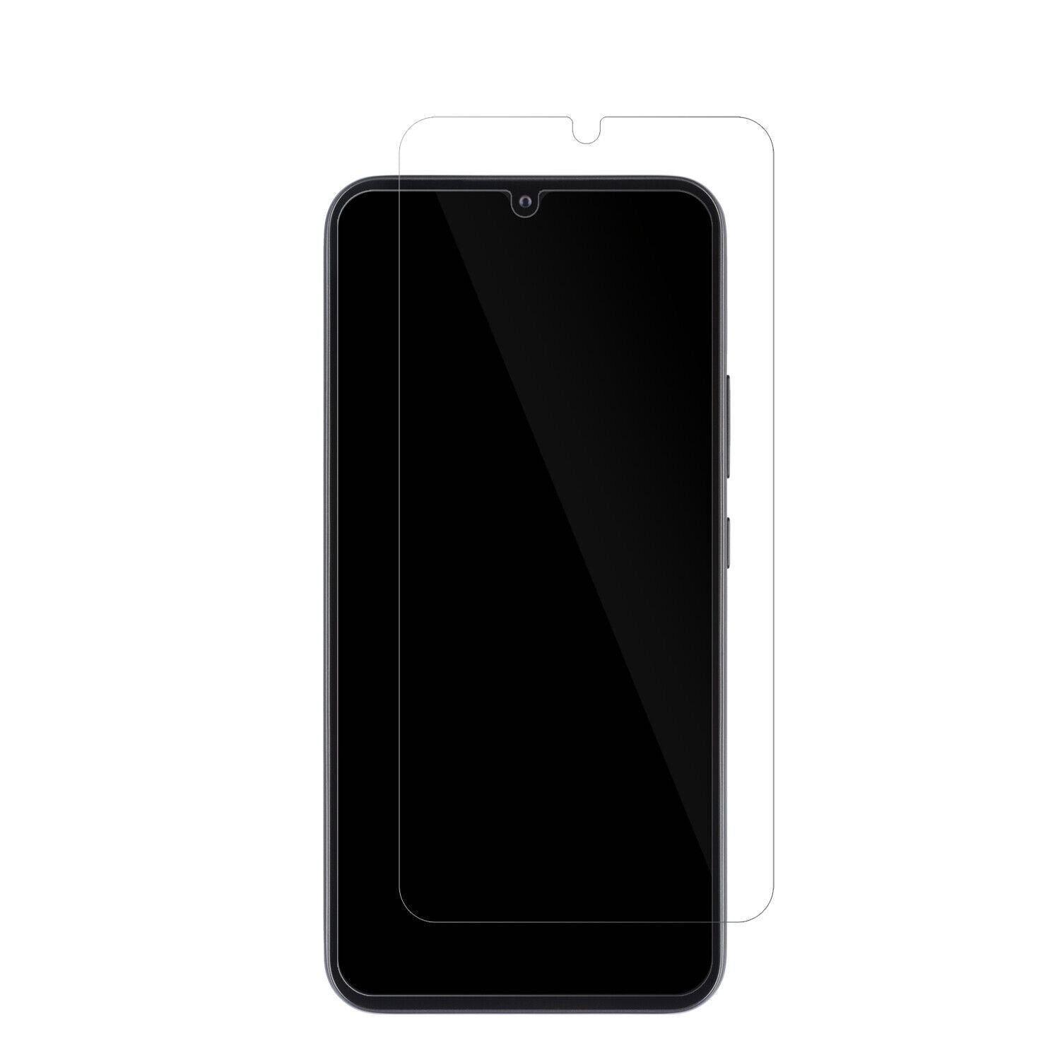 SamsungGalaxy A34 5G mit aufgebrachter dipos Displayschutzfolie, glasklare Darstellung ohne Einschränkungen