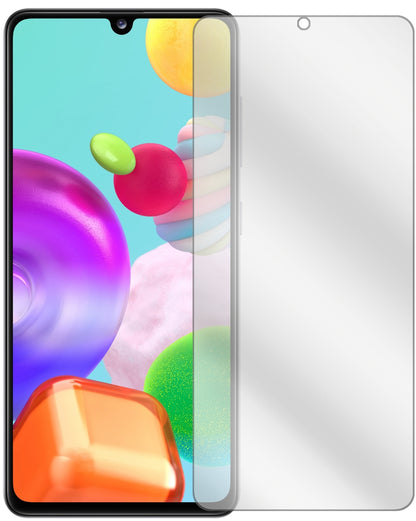 SamsungGalaxy A41 mit aufgebrachter dipos Displayschutzfolie, glasklare Darstellung ohne Einschränkungen