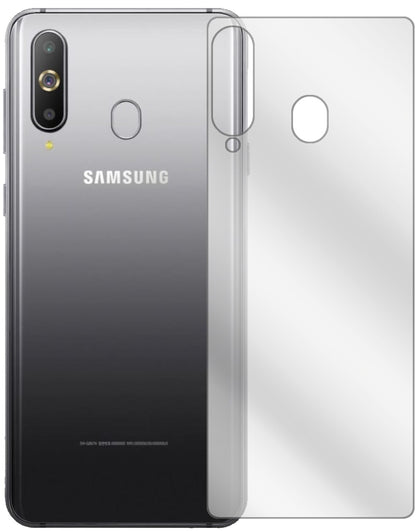 SamsungGalaxy A60 Rückseite mit aufgebrachter dipos Displayschutzfolie, glasklare Darstellung ohne Einschränkungen