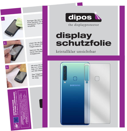 SamsungGalaxy A9 (2018) Rückseite mit aufgebrachter dipos Displayschutzfolie, glasklare Darstellung ohne Einschränkungen