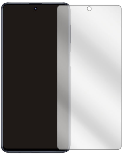 SamsungGalaxy F62 mit aufgebrachter dipos Displayschutzfolie, glasklare Darstellung ohne Einschränkungen