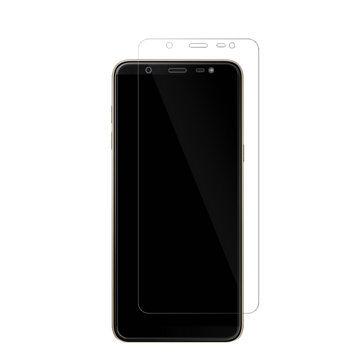 SamsungGalaxy J8 mit aufgebrachter dipos Displayschutzfolie, glasklare Darstellung ohne Einschränkungen
