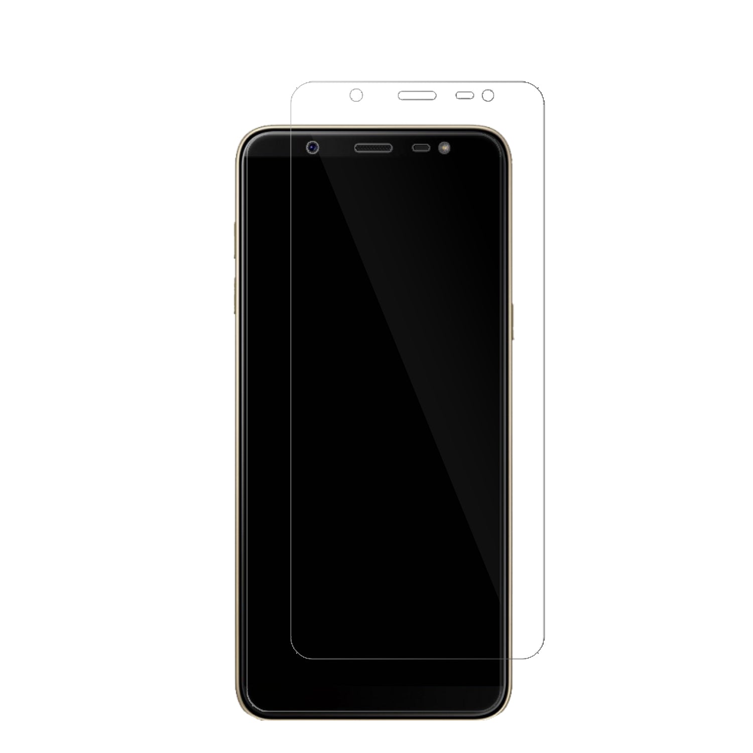 SamsungGalaxy J8 mit aufgebrachter dipos Displayschutzfolie, glasklare Darstellung ohne Einschränkungen