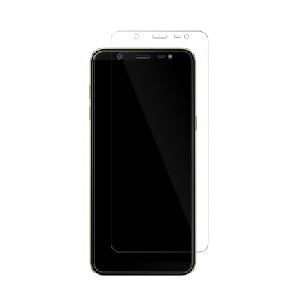 SamsungGalaxy J8 mit aufgebrachter dipos Displayschutzfolie, glasklare Darstellung ohne Einschränkungen