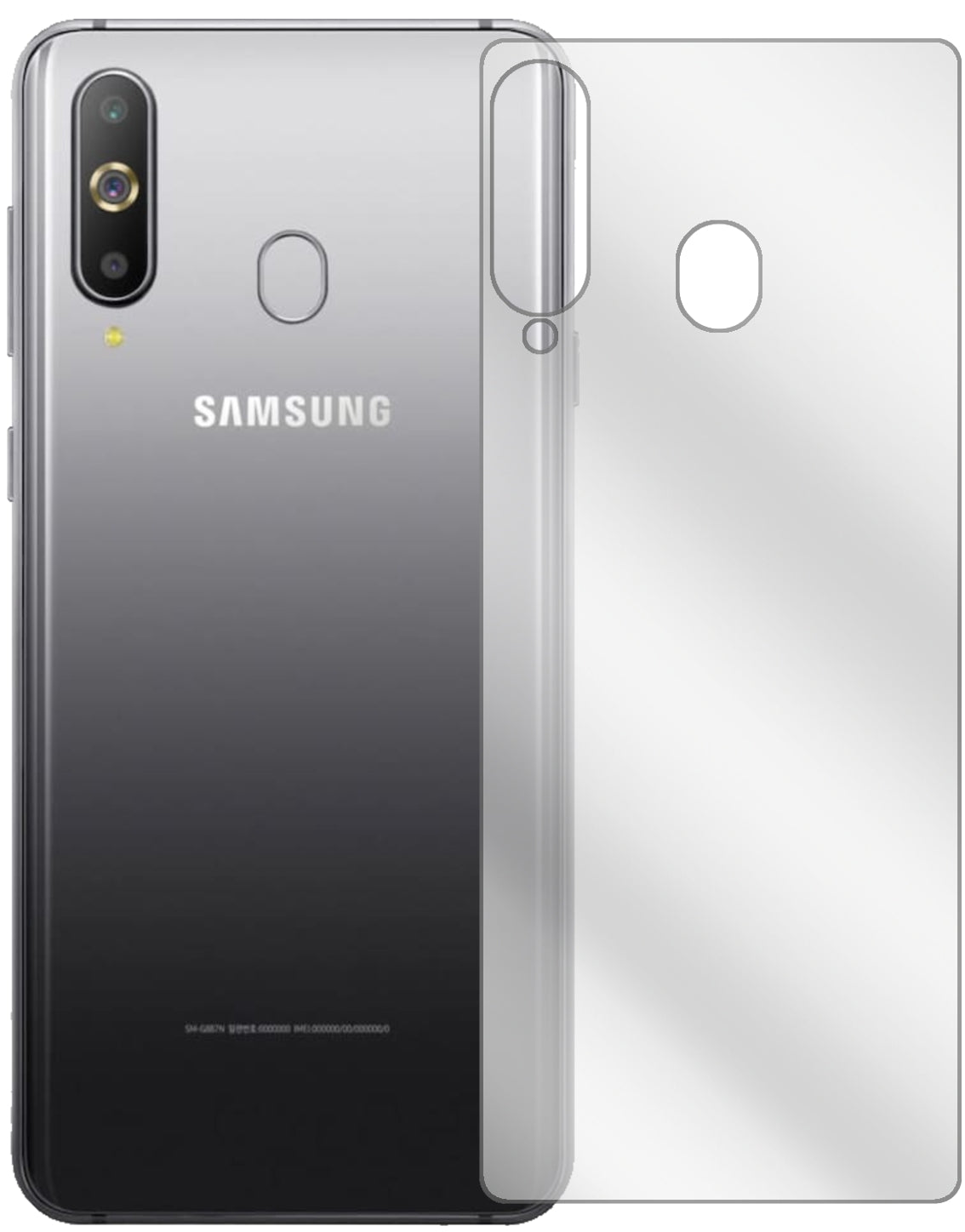 SamsungGalaxy M40 Rückseite mit aufgebrachter dipos Displayschutzfolie, glasklare Darstellung ohne Einschränkungen