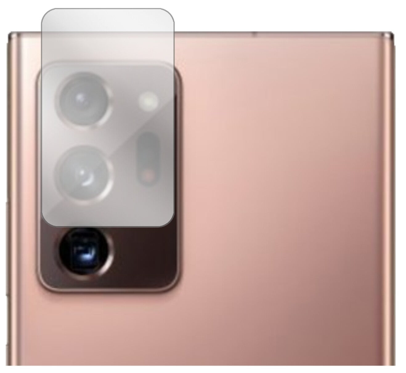 SamsungGalaxy Note 20 Ultra Kameralinse mit aufgebrachter dipos Displayschutzfolie, glasklare Darstellung ohne Einschränkungen