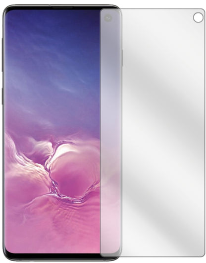SamsungGalaxy S10 mit aufgebrachter dipos Displayschutzfolie, glasklare Darstellung ohne Einschränkungen