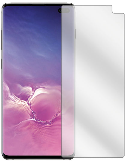 SamsungGalaxy S10 Plus mit aufgebrachter dipos Displayschutzfolie, glasklare Darstellung ohne Einschränkungen