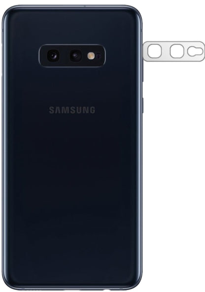 SamsungGalaxy S10e Kameralinse mit aufgebrachter dipos Displayschutzfolie, glasklare Darstellung ohne Einschränkungen