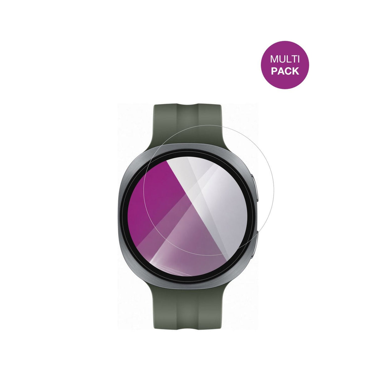 SamsungGalaxy Watch9 44mm mit aufgebrachter dipos Displayschutzfolie, glasklare Darstellung ohne Einschränkungen