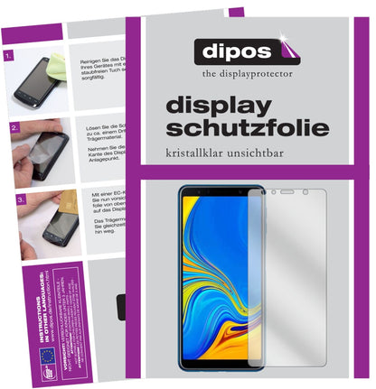 SamsungJ4 Core (2018) mit aufgebrachter dipos Displayschutzfolie, glasklare Darstellung ohne Einschränkungen