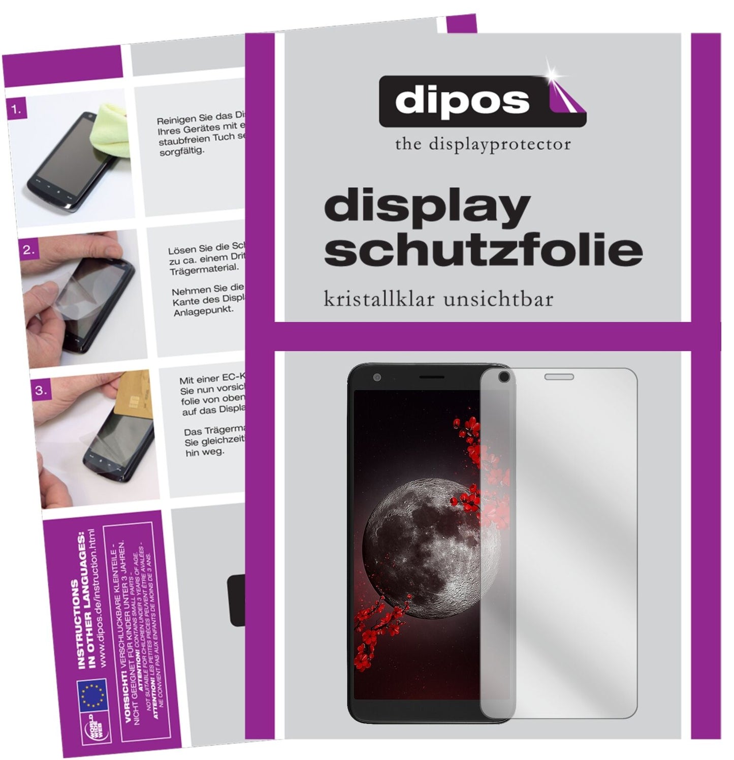 SharpB10 mit aufgebrachter dipos Displayschutzfolie, glasklare Darstellung ohne Einschränkungen