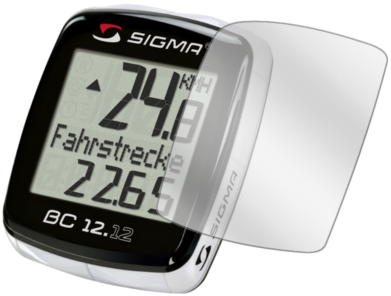 SigmaBC 12.12 mit aufgebrachter dipos Displayschutzfolie, glasklare Darstellung ohne Einschränkungen