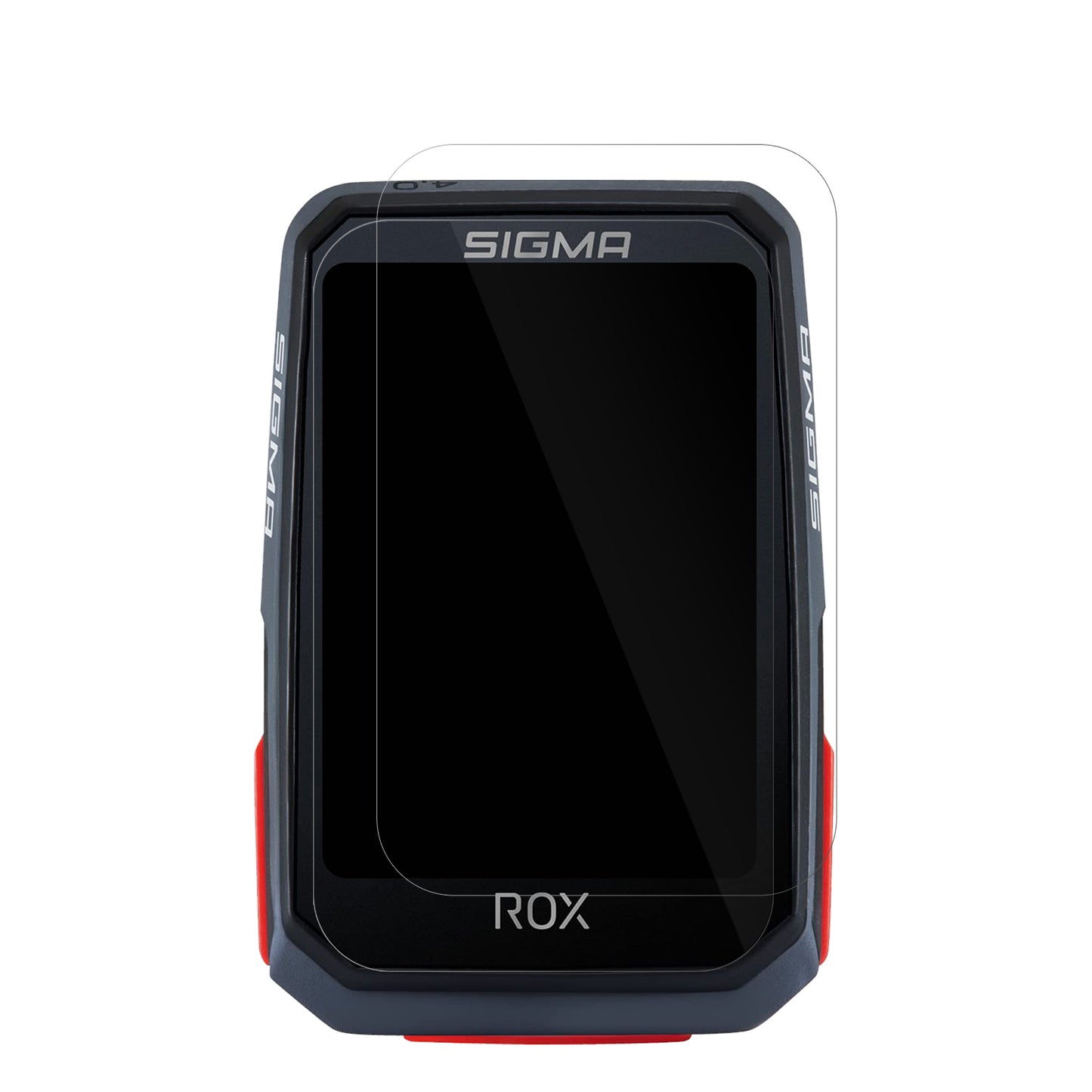 SIGMASport Rox 4.0 mit aufgebrachter dipos Displayschutzfolie, glasklare Darstellung ohne Einschränkungen