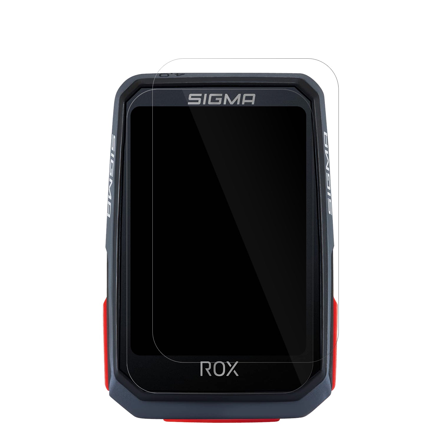 SIGMASport Rox 4.0 mit aufgebrachter dipos Displayschutzfolie, glasklare Darstellung ohne Einschränkungen
