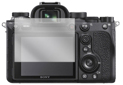 SonyAlpha 99 mit aufgebrachter dipos Displayschutzfolie, glasklare Darstellung ohne Einschränkungen