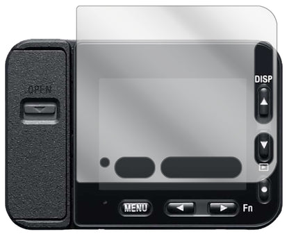 SonyDSC-RX0 II mit aufgebrachter dipos Displayschutzfolie, glasklare Darstellung ohne Einschränkungen