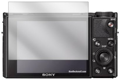 SonyRX100 VII mit aufgebrachter dipos Displayschutzfolie, glasklare Darstellung ohne Einschränkungen