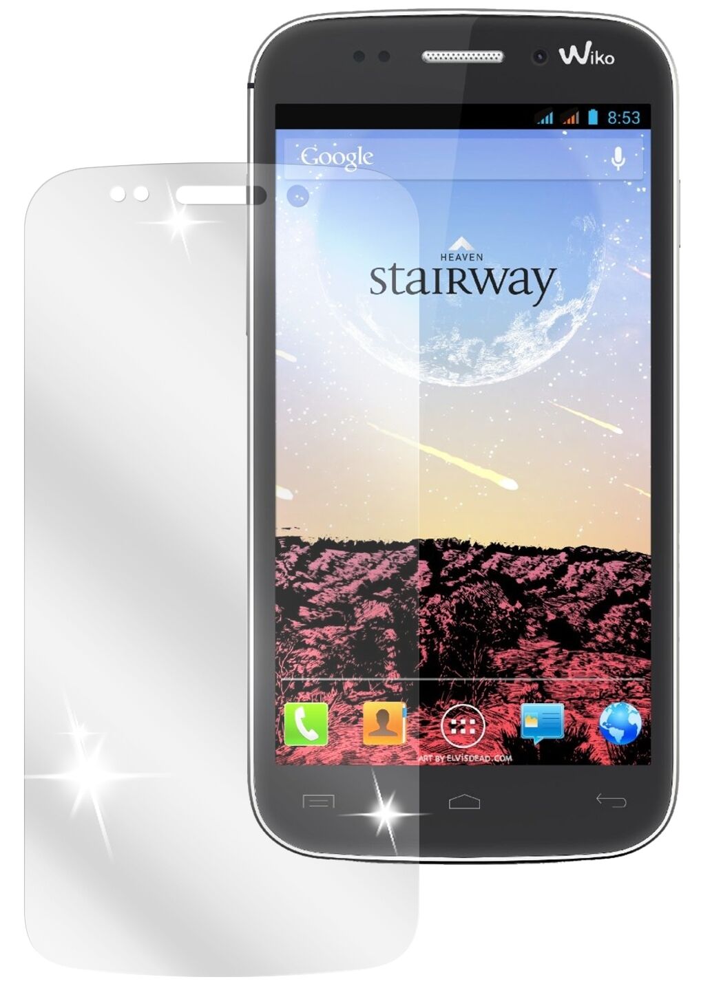 StairwayWiko mit aufgebrachter dipos Displayschutzfolie, glasklare Darstellung ohne Einschränkungen