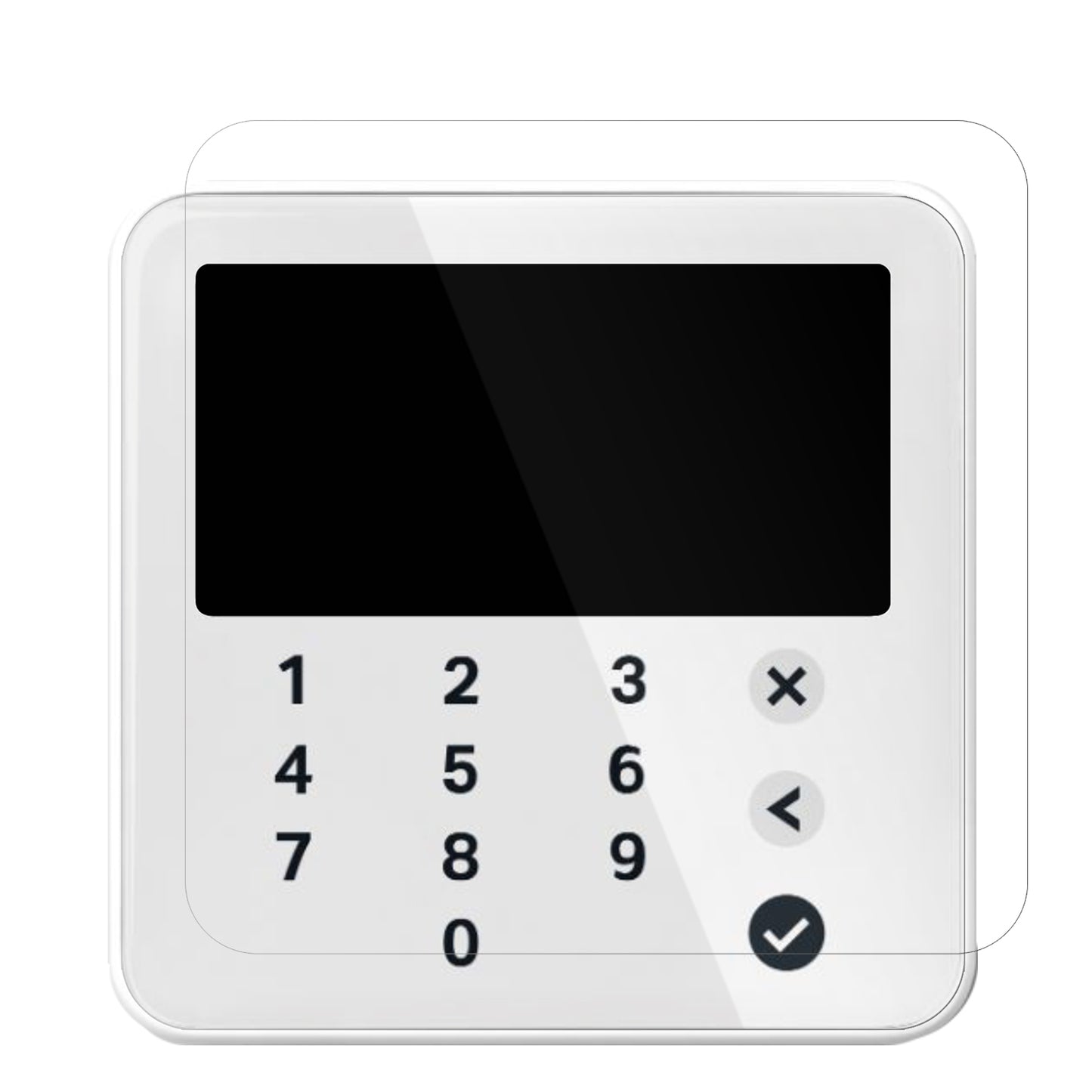 SumUpSolo Lite mit aufgebrachter dipos Displayschutzfolie, glasklare Darstellung ohne Einschränkungen