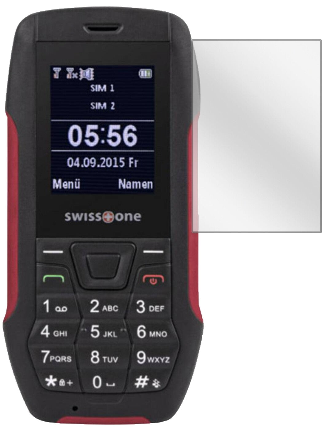 SwisstoneSX 567 mit aufgebrachter dipos Displayschutzfolie, glasklare Darstellung ohne Einschränkungen