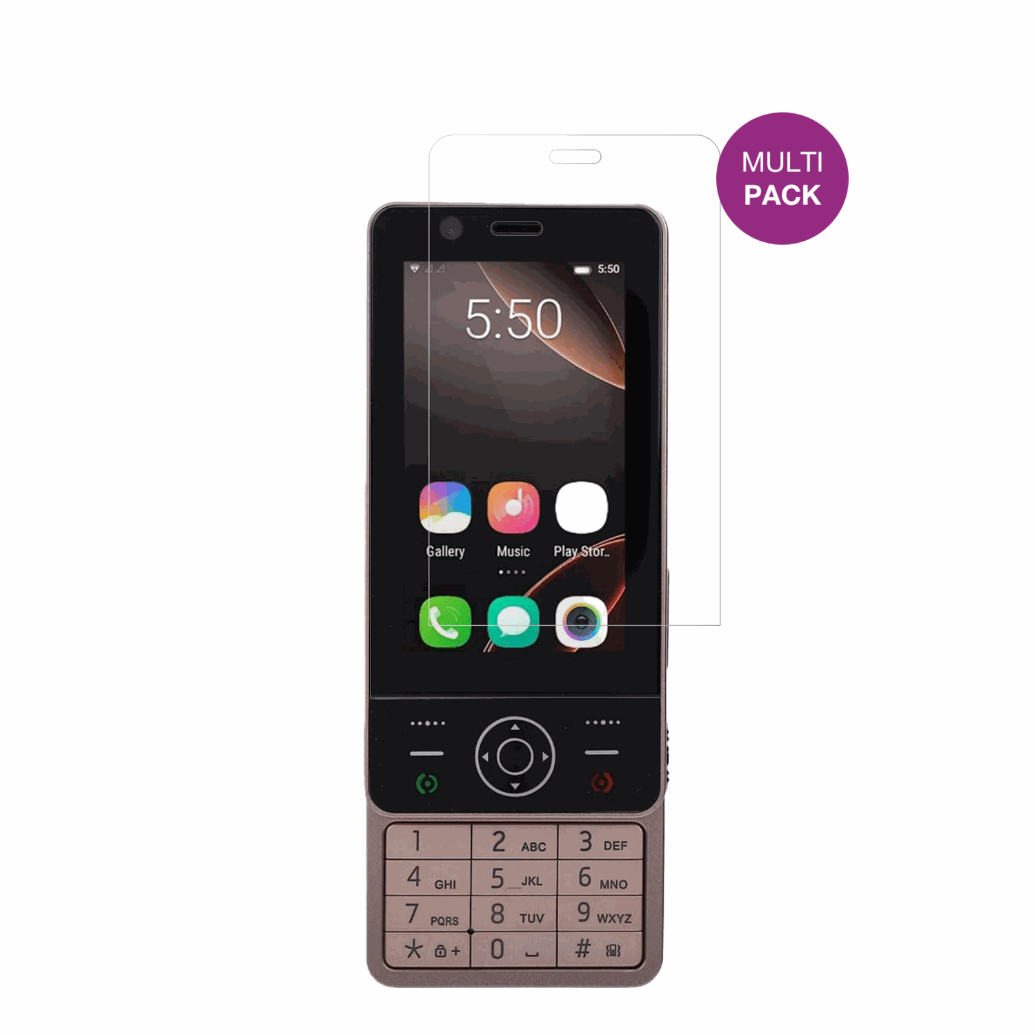 SxhlsellerSlide Phone mit aufgebrachter dipos Displayschutzfolie, glasklare Darstellung ohne Einschränkungen