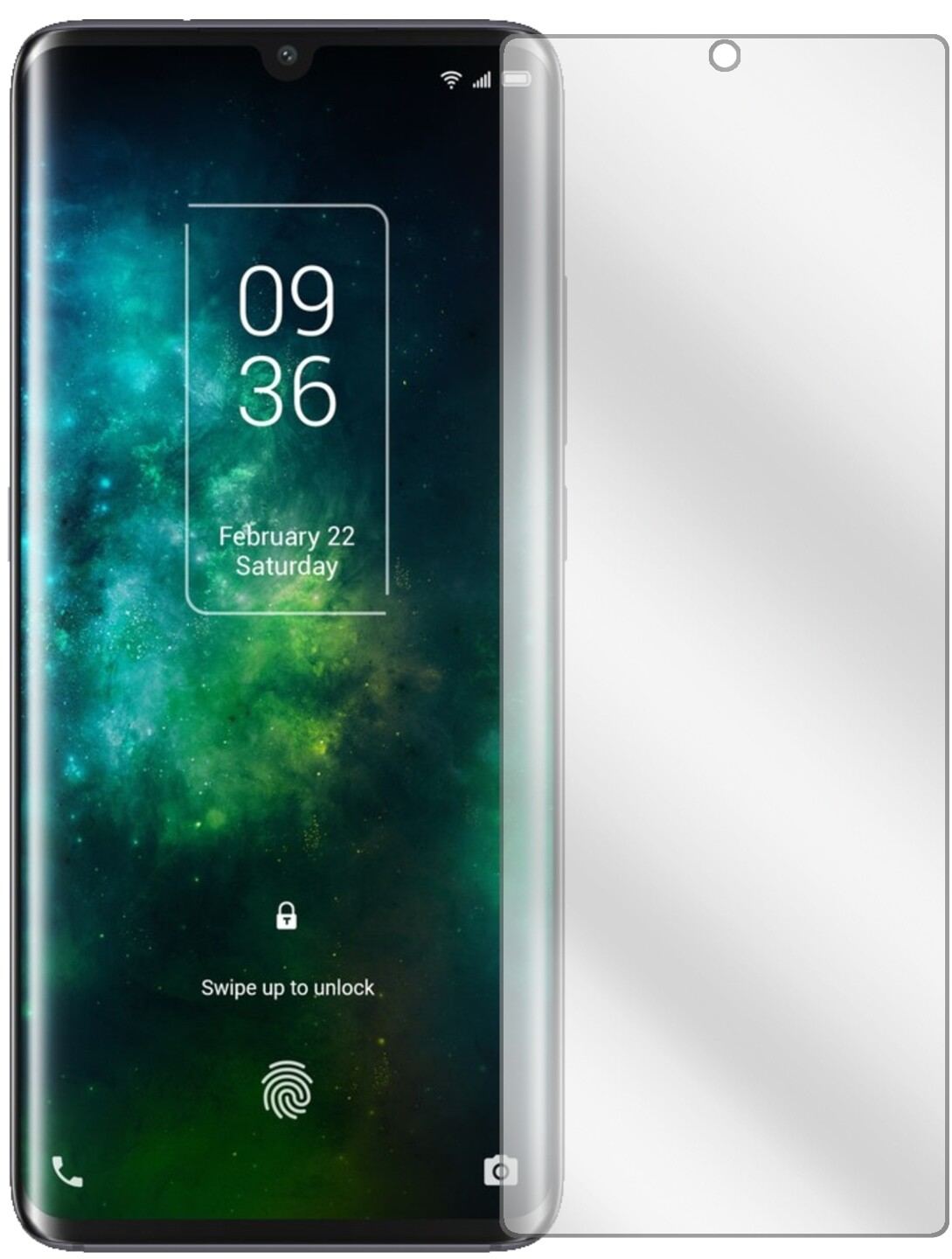 TCL10 Pro mit aufgebrachter dipos Displayschutzfolie, glasklare Darstellung ohne Einschränkungen