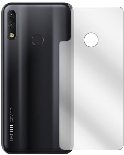 TecnoCamon 11 Pro Rückseite mit aufgebrachter dipos Displayschutzfolie, glasklare Darstellung ohne Einschränkungen