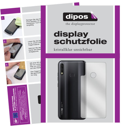 TecnoCamon 11 Pro Rückseite mit aufgebrachter dipos Displayschutzfolie, glasklare Darstellung ohne Einschränkungen
