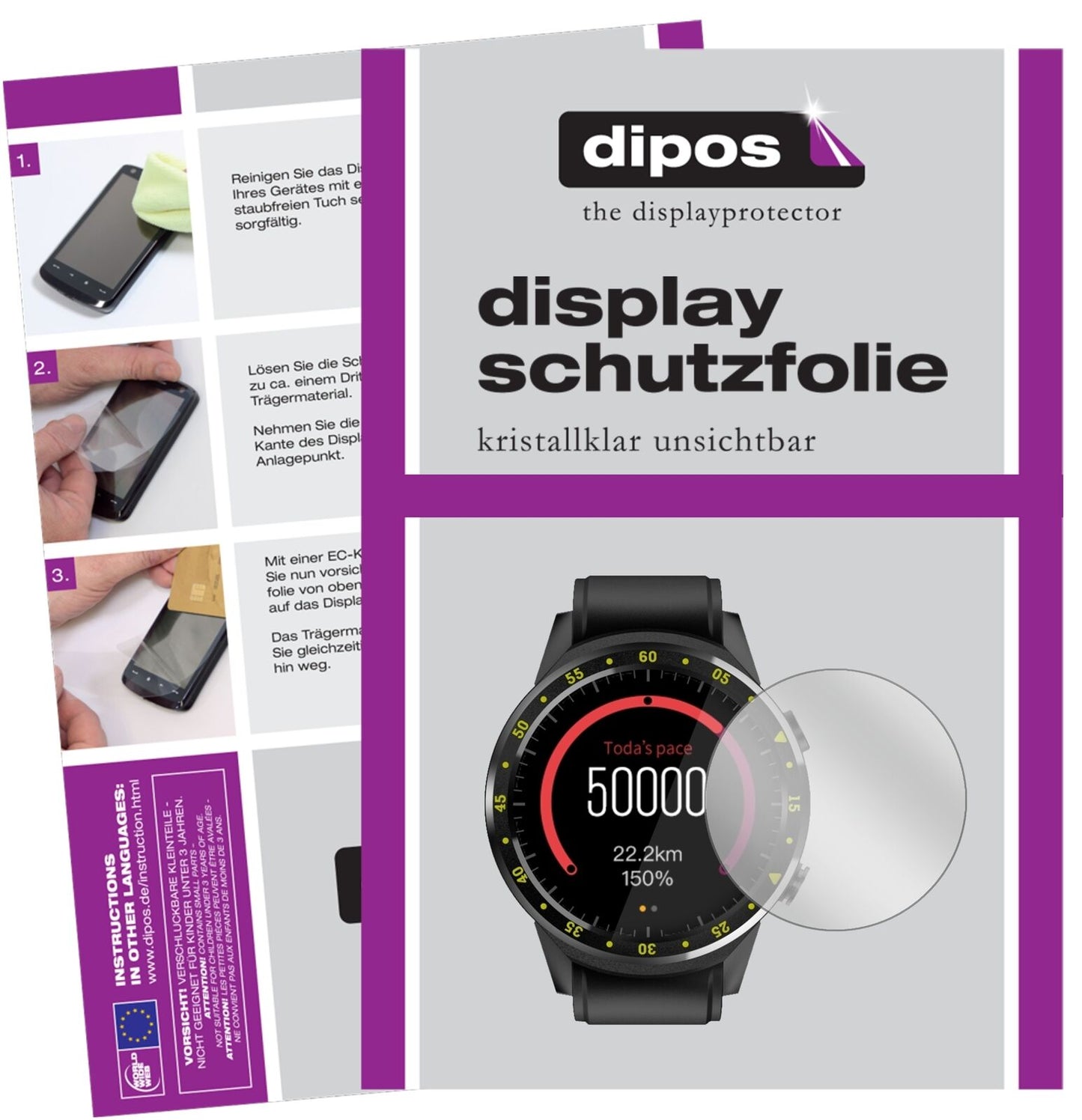 TenFifteenF1 mit aufgebrachter dipos Displayschutzfolie, glasklare Darstellung ohne Einschränkungen