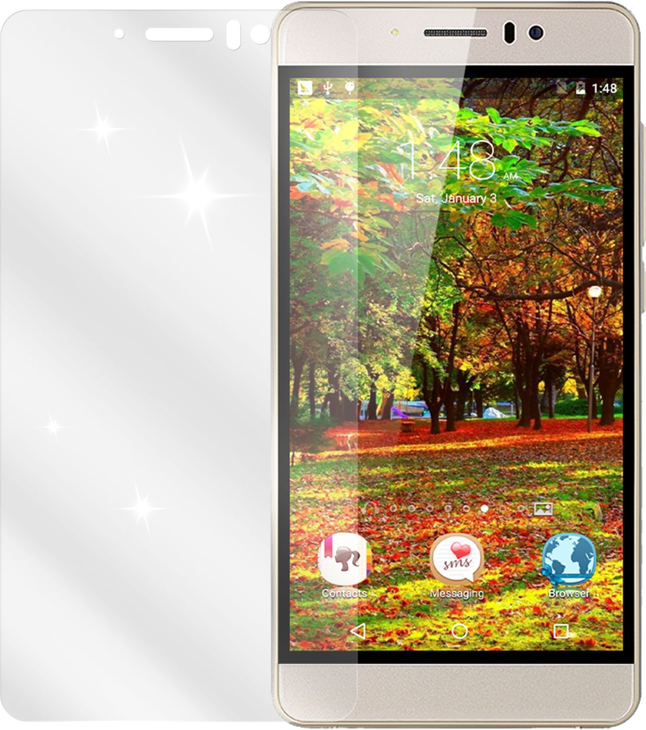 TimmyM12 Smartphone mit aufgebrachter dipos Displayschutzfolie, glasklare Darstellung ohne Einschränkungen