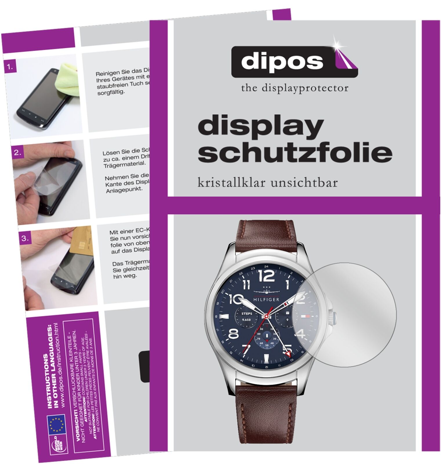 TommyHilfiger TH24/7 You mit aufgebrachter dipos Displayschutzfolie, glasklare Darstellung ohne Einschränkungen