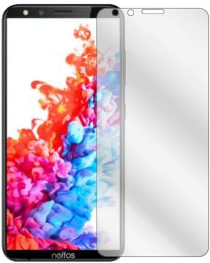 TP-LinkNeffos C7 Lite mit aufgebrachter dipos Displayschutzfolie, glasklare Darstellung ohne Einschränkungen