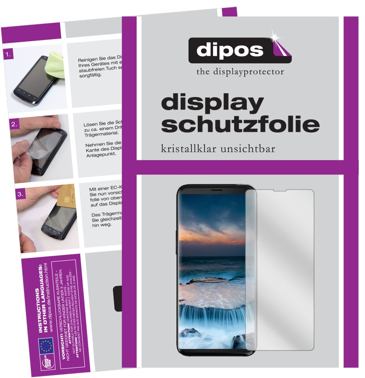 Uhansi8 mit aufgebrachter dipos Displayschutzfolie, glasklare Darstellung ohne Einschränkungen