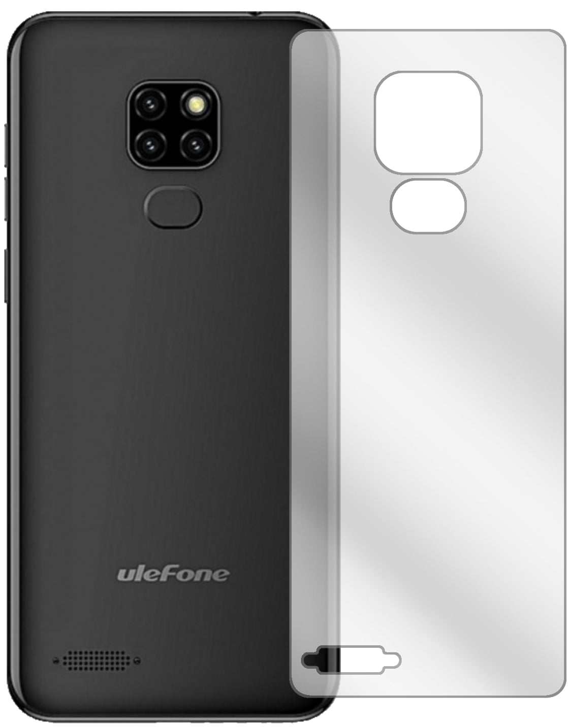 UlefoneNote 7P Rückseite mit aufgebrachter dipos Displayschutzfolie, glasklare Darstellung ohne Einschränkungen
