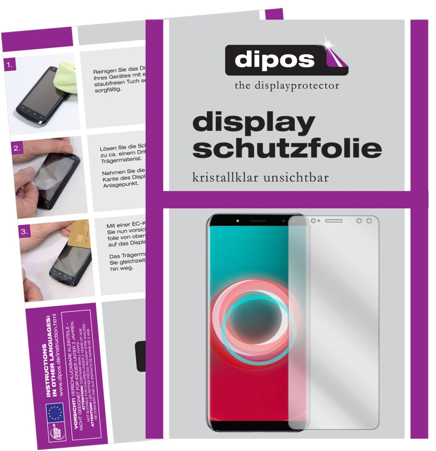 UlefonePower 3S mit aufgebrachter dipos Displayschutzfolie, glasklare Darstellung ohne Einschränkungen