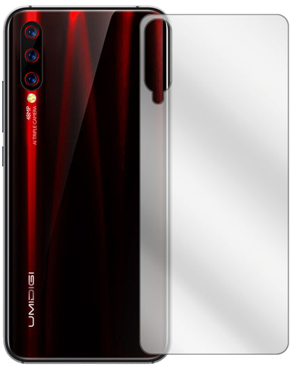 UmidigiX Rückseite mit aufgebrachter dipos Displayschutzfolie, glasklare Darstellung ohne Einschränkungen